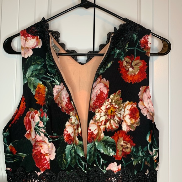 Chelsea 28 Black Foxie Floral Lace Trim Tea Dress - Picture 9 of 14